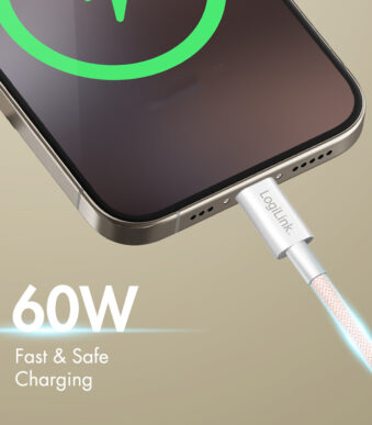 LogiLink USB 2.0 kabel, USB-C naar USB-C stekker, 0,5 m, roze