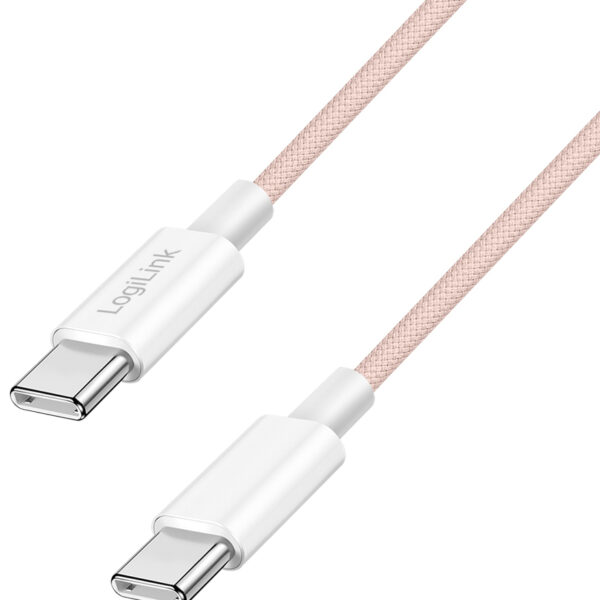 LogiLink USB 2.0 kabel, USB-C naar USB-C stekker, 0,5 m, roze