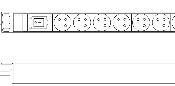 Stekkerdoos 8 uitgangen met schakelaar, 1 HE