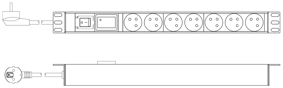 DIGITUS Stekkerdoos 19", 7 aansluitingen, 1U, met schakelaar