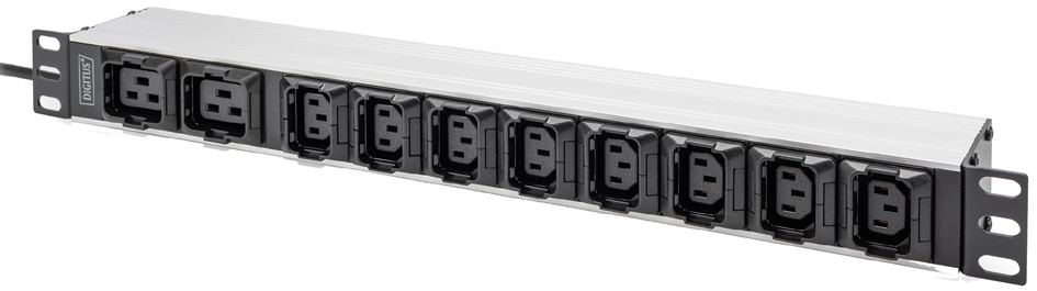 19" koudgerätstopcontactenstrook, 10-voudig, 1HE