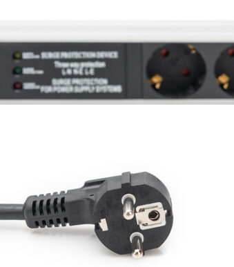 19 inch verdeeldozen, 6-voudig, 1HE, netfilter