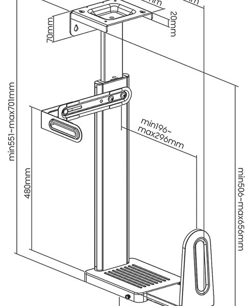LogiLink PC-houder voor montage onder bureau of aan wand, zwart