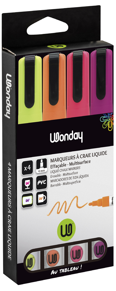 Wonday krijtmarkers rond 4mm - set van 4 stuks Wonday krijtmarkers rond 4mm - set van 4 stuks
