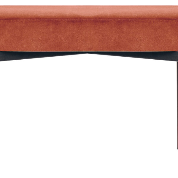 Paperflow beklede bankje Gaia, middelgroot formaat, fluweelstof, roestkleur.