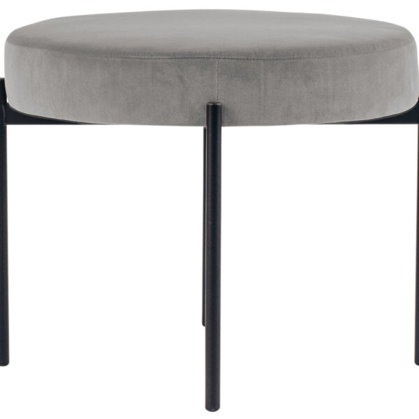 Krukje GAIA, rundslederen stofferen, grijs fluweel