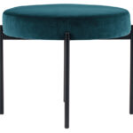 Poef GAIA, rundleer, fluwelen bekleding, groen