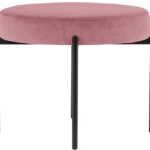 Poef GAIA, rundleer, fluweelbekleding, roze