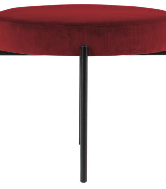 Paperflow poef Gaia, rundleer, fluweelbekleding, rood