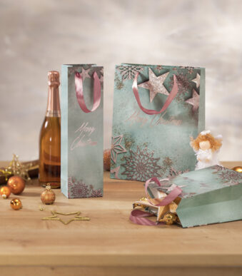 Sigel flessentas kerst 'Glamorous Christmas' blauw/koper 100x80x350mm