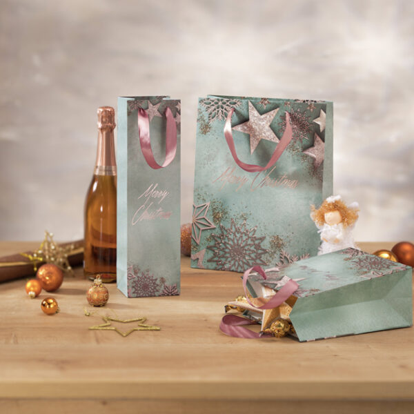 Sigel flessentas kerst 'Glamorous Christmas' blauw/koper 100x80x350mm