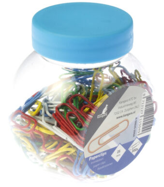 Kangaro paperclips kunststof bekleed 25mm gekleurd assortiment