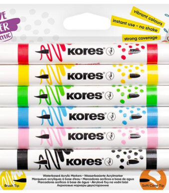 Kores Acrylstiften Duo, 2 punten, 6 stuks, kleurgesorteerd