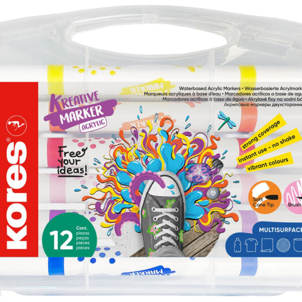 Kores Acrylstiften Duo, 2 punten, 12 stuks, diverse kleuren