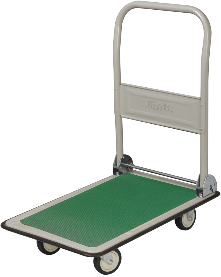 Wonday platformwagen staal, draagkracht 300 kg, inklapbare duwbeugel Wonday platformwagen staal, draagkracht 300 kg, inklapbare duwbeugel