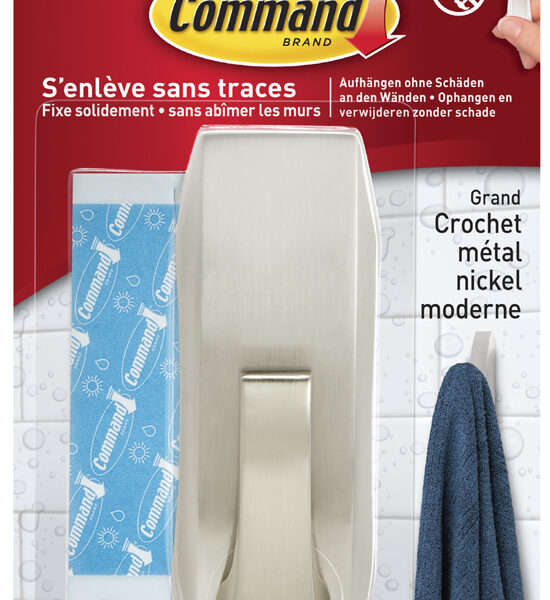 3M Command Metalen Badhaakjes 'Modern', Formaat: L, Zilverkleurig