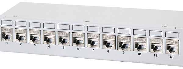 LogiLink Desktop Patchpaneel Cat.6A, 12 Poort, lichtgrijs