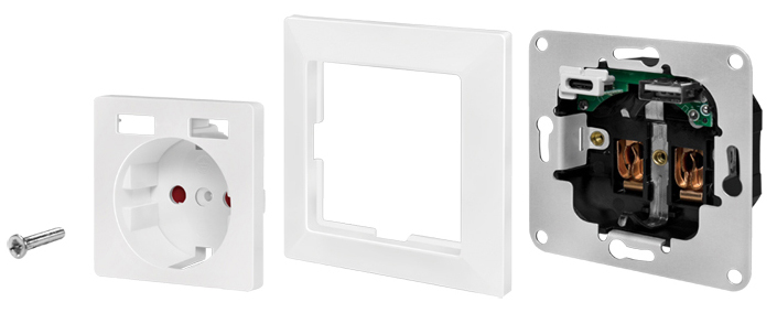 LogiLink inbouwstopcontact met USB-A en USB-C aansluiting wit