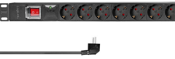 LogiLink 19 inch stekkerdoos 7-voudig met schakelaar zwart