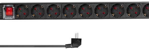 LogiLink 19" stekkerdoos 9-voudig met schakelaar zwart
