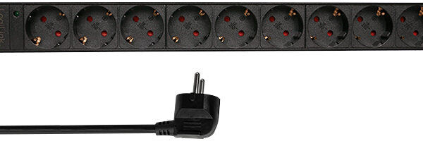 LogiLink stekkerdoos 19 inch, 9 voudig, zonder schakelaar, zwart