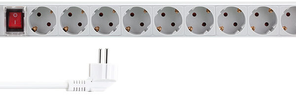 LogiLink 19 inch stekkerdoos 9-voudig met schakelaar grijs
