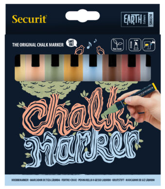 Securit krijtmarkers medium punt, 8 stuks, aardkleuren