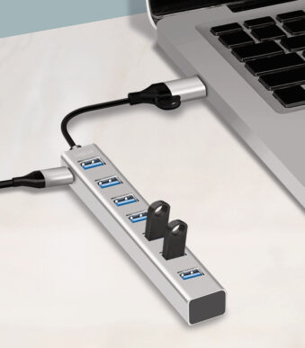 LogiLink USB 3.0 Hub 7-poorts met USB-A aansluitingen zilver