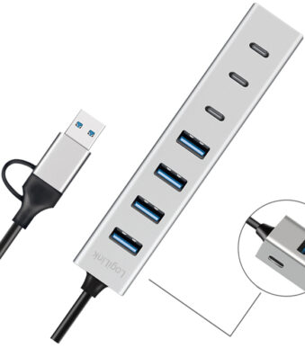 LogiLink USB 3.0 Hub 7-poorts, 4x USB-A en 3x USB-C, zilver