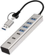 LogiLink USB 3.0 Hub 7-poorts, 4x USB-A en 3x USB-C, zilver