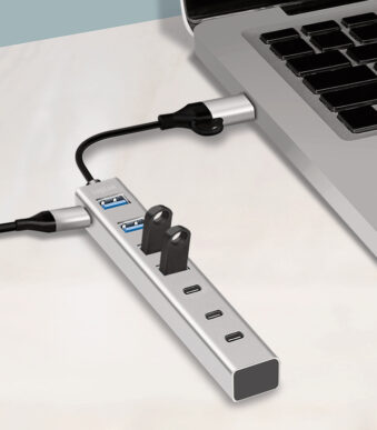 LogiLink USB 3.0 Hub 7-poorts, 4x USB-A en 3x USB-C, zilver