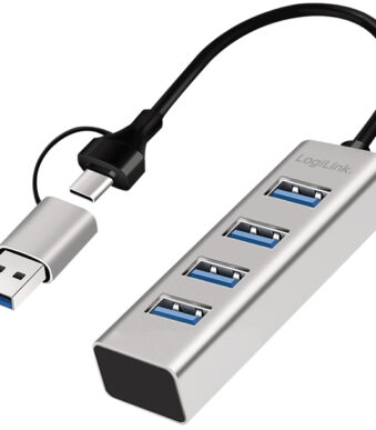 LogiLink USB 3.0 Hub, 4 poorten, 4x USB-A, zilver