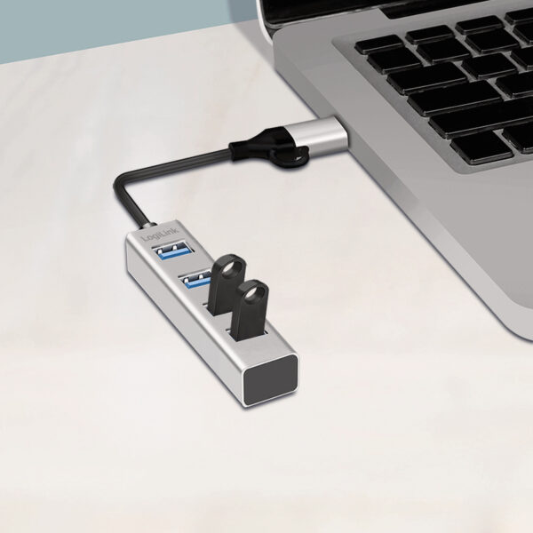 LogiLink USB 3.0 Hub, 4 poorten, 4x USB-A, zilver