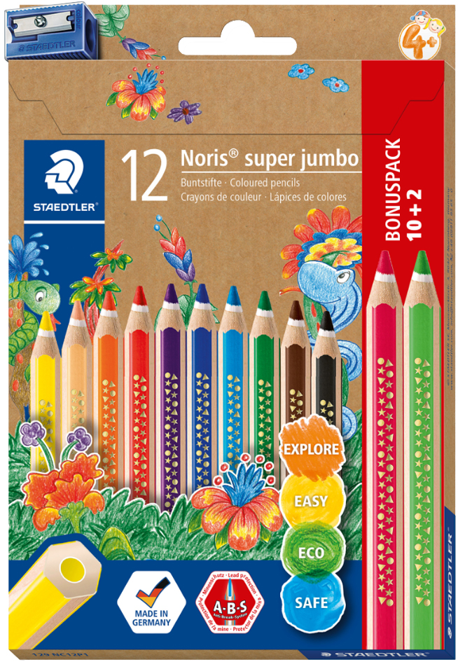 STAEDTLER driehoekig kleurpotlood Noris super jumbo, 10+2, in doosje STAEDTLER driehoekig kleurpotlood Noris super jumbo, 10+2, in doosje