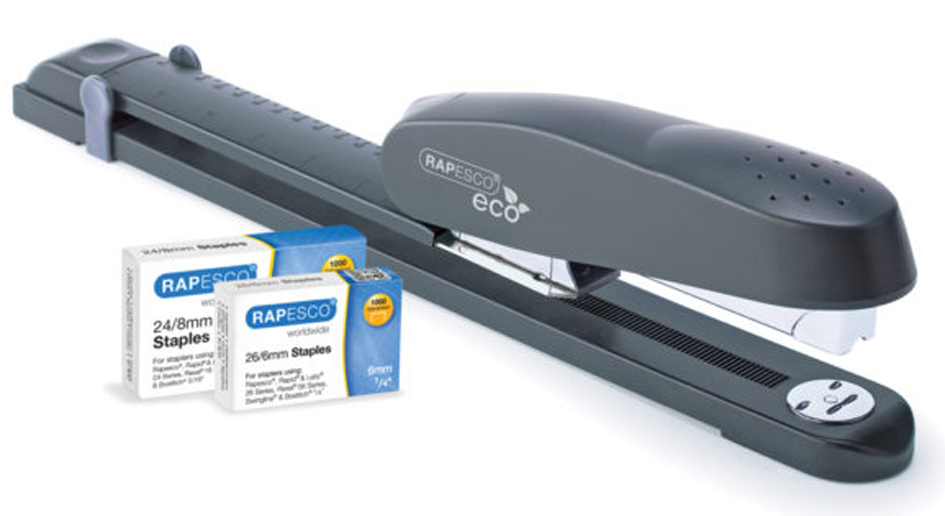 RAPESCO langarmnietmachine ECO, zwart, met nietjes RAPESCO langarmnietmachine ECO, zwart, met nietjes