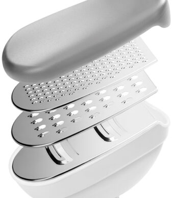 Metaltex Universele Rasp Trio-Box met 3 inzetstukken, grijs/wit