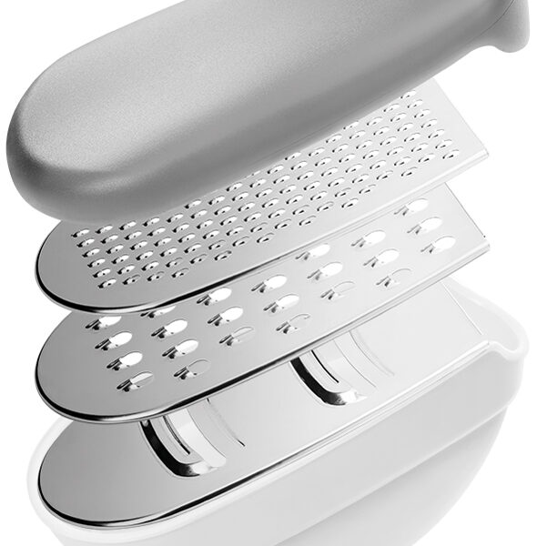 Metaltex Universele Rasp Trio-Box met 3 inzetstukken, grijs/wit