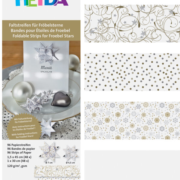 HEYDA Vouwpapier stroken voor mini Fröbelsterren, wit