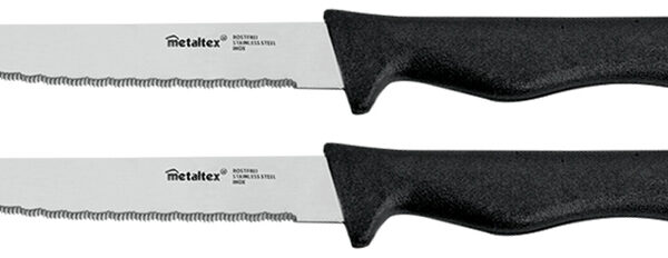 Metaltex Steakmessen/Tomatenmessen Basic Zwart - 2 Stuks