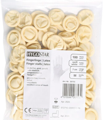 HYGOSTAR latex vingercondooms, poedervrij, wit, maat M