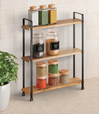 Metaltex York kruidenrek 3 etages zwart acaciahout