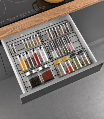 Metaltex Uitschuifbaar Kruidenrek X-Pand LAVA voor Keukenlades, Matgrijs