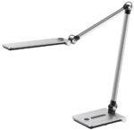 Hansa LED-bureaulamp Wave met standvoet, zilver geborsteld