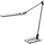 Hansa LED-bureaulamp Wave met standvoet, zilver geborsteld
