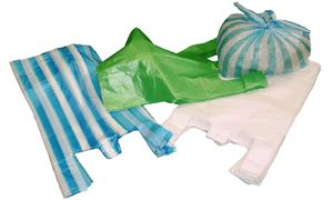 Hemddraagtassen wit HDPE geblokt 30x55cm