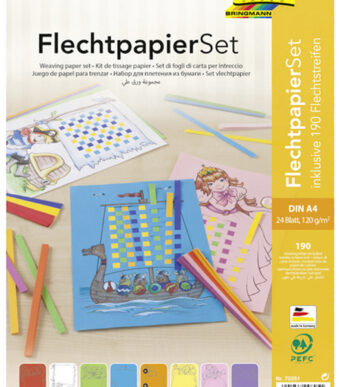 Folia vlechtpapier set A4, 24 vlechtkartons met stroken