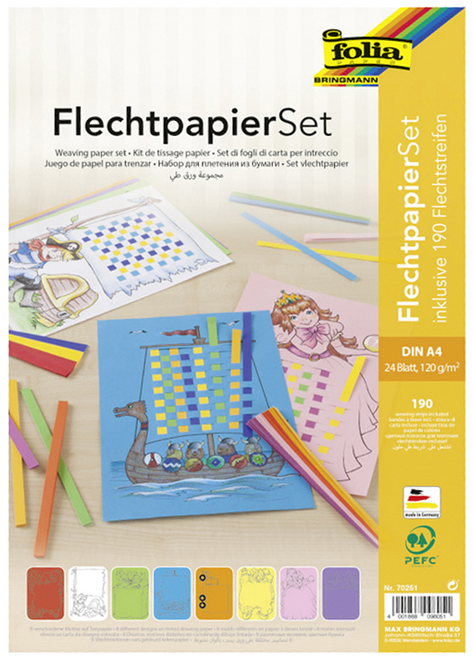 Folia vlechtpapier set A4, 24 vlechtkartons met stroken Folia vlechtpapier set A4, 24 vlechtkartons met stroken
