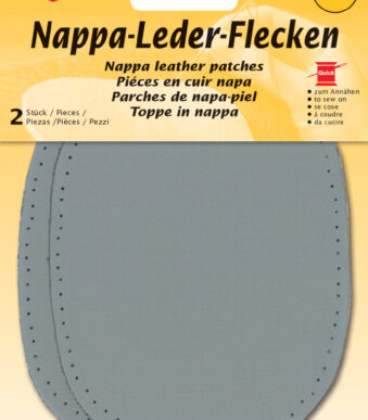 Ovale vachtflarden van zacht lamsleer, lichtgrijs