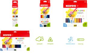 Kores driehoekige kleurpotloden 'Kolores', etui met 12 stuks