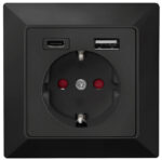 LogiLink Inbouwstopcontact met 1x CEE 7/3, 1x USB-A en 1x USB-C aansluiting